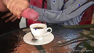 Remarkable Skirt does Blowjob, Cum in Coffee, Pee Function